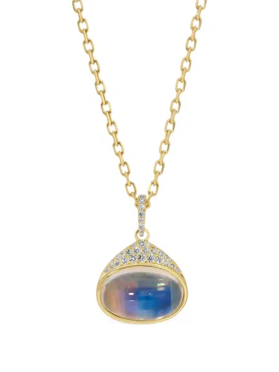 Anita Ko Moonstone And Diamond Oval Pendant In Orange
