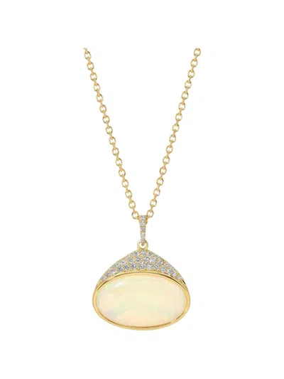 Anita Ko Oval Opal And Diamond Pendant In Pink