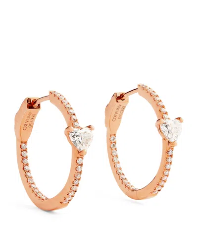 Anita Ko Rose Gold And Diamond Heart Earrings