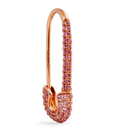 Anita Ko Rose Gold And Pink Sapphire Safety Pin Single Right Earring