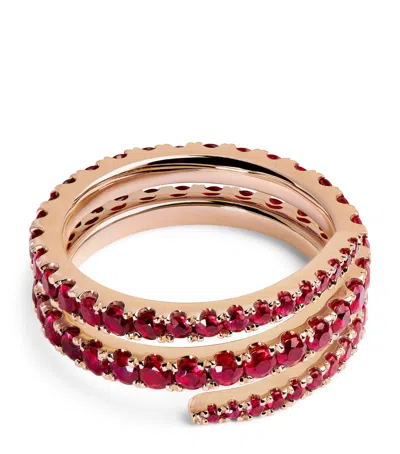 Anita Ko Rose Gold And Ruby Coil Ring