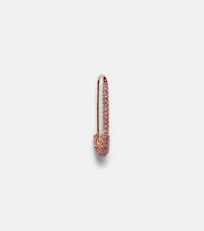 Anita Ko Safety Pin 18kt Rose Gold Single Earring With Sapphires