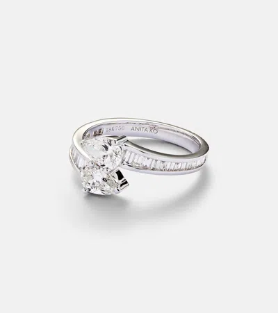 Anita Ko Saturn 18kt White Gold Ring With Diamonds In Silver