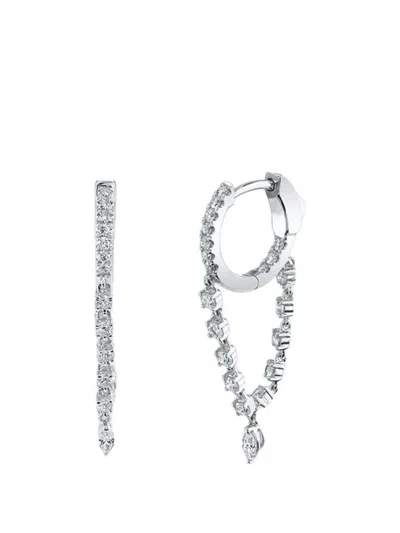 Anita Ko Single Diamond Huggie With Marquise Drop In White Gold