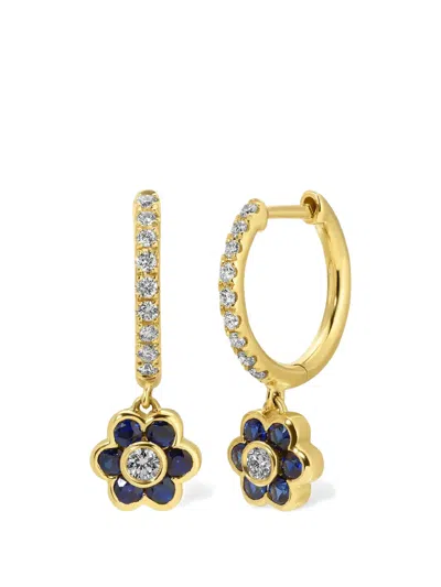Anita Ko Small Flora Diamond And Blue Sapphire Drop Earrings In Neutral