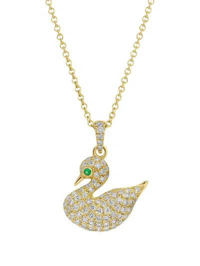 Anita Ko Swan Diamond And Emerald Necklace In Neutral