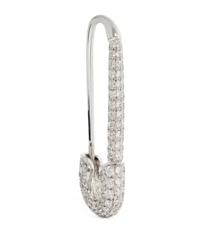 Anita Ko White Gold And Diamond Safety Pin Single Right Earring