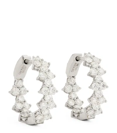 Anita Ko White Gold And Diamond Triangle Hoop Earrings