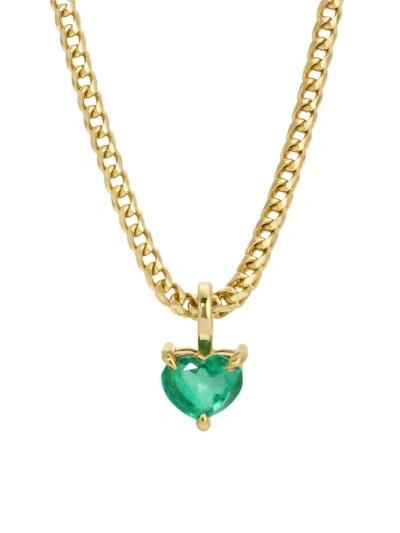 Anita Ko Women's 18k Yellow Gold & Colombian Emerald Heart Pendant Necklace