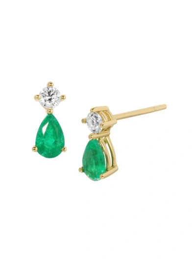 Anita Ko Women's Violet 18k Yellow Gold, Emerald & 0.84 Tcw Diamond Stud Earrings