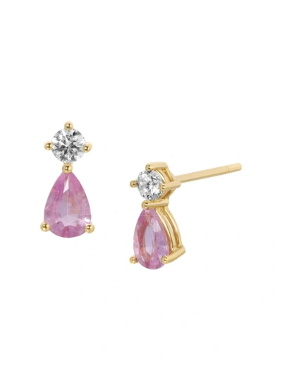 Anita Ko Women's Violet 18k Yellow Gold, Pink Sapphire & 0.95 Tcw Diamond Stud Earrings