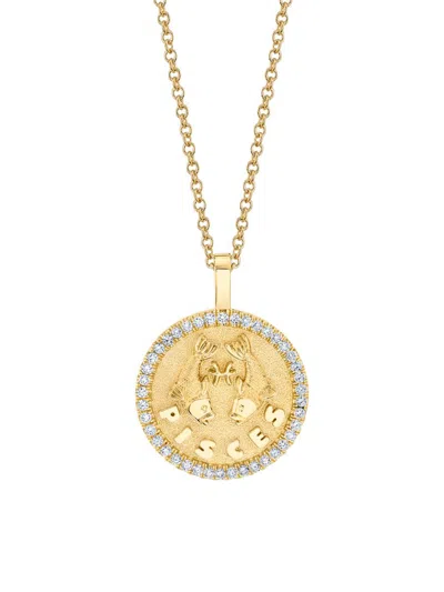 Anita Ko Women's Zodiac 18k Yellow Gold & 0.48 Tcw Diamond Large Coin Pendant Necklace