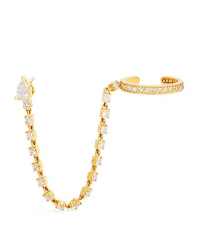 Anita Ko Yellow Gold And Diamond Chain Single Ear Cuff And Stud Earring