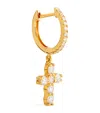 Anita Ko Yellow Gold And Diamond Cross Single Huggie In Gold