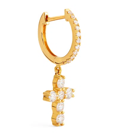 Anita Ko Yellow Gold And Diamond Cross Single Huggie