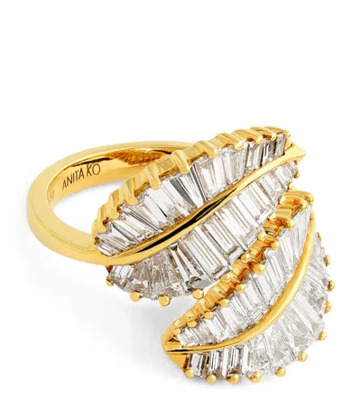 Anita Ko Yellow Gold And Diamond Palm Leaf Ring