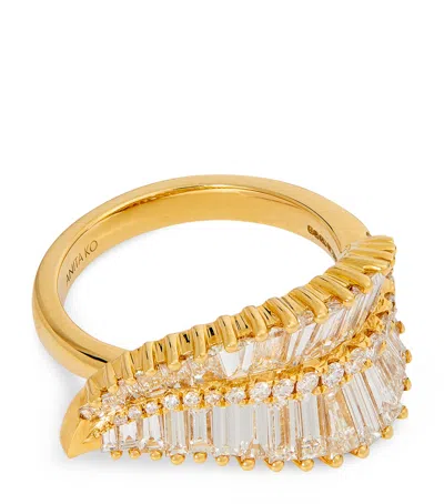 Anita Ko Yellow Gold And Diamond Sideways Palm Leaf Ring