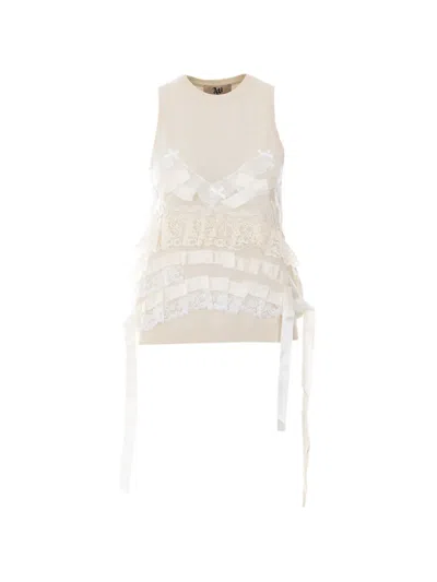 Aniye By Angie Lace Bow Top In Neutral