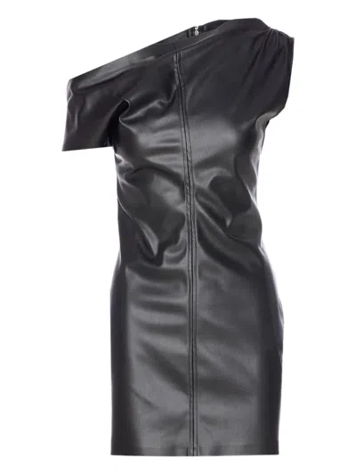 ANIYE BY ASYMMETRIC LEATHER-EFFECT DRESS