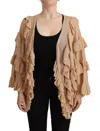 Aniye By Beige Ruffle Long Sleeves Open Front Cardigan Sweater In Multi