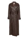 Aniye By Belted Double-breasted Leather Coat In Brown