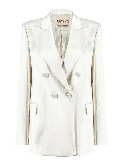 Aniye By White Duble Brested Lea Blazer