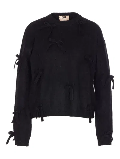 Aniye By Bow-detail Crew-neck Sweater In Black