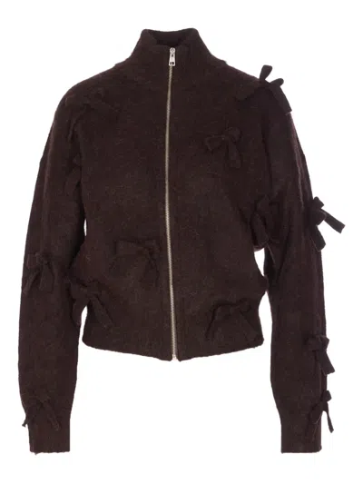 ANIYE BY BOW-DETAIL ZIP-FRONT JACKET