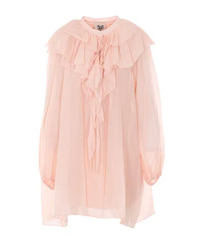 Aniye By Carmen Ruffled Tie Neck Mini Dress In Pink