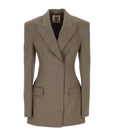 Aniye By Check Pattern Blazer In Brown