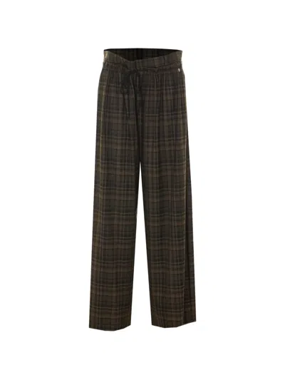 Aniye By Check-motif Drawstring-waist Trousers In Brown