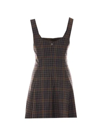 Aniye By Check-motif Sleeveless Mini Dress In Gray