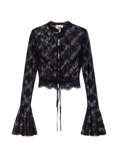 Aniye By Chemisette Era Cropped Blouse In Black