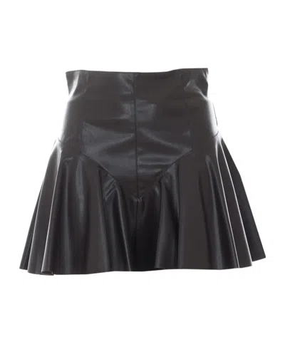 Aniye By Caly Faux-leather Flared Mini Shorts In Black
