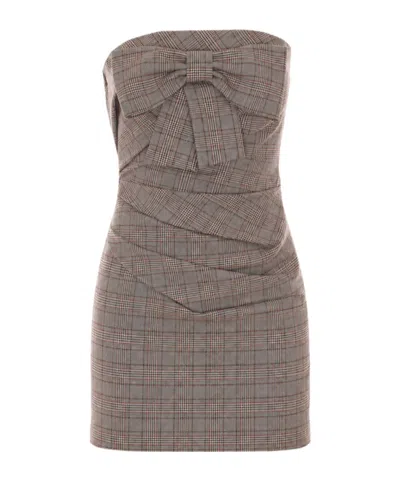 Aniye By Cleo Bow Check Mini Dress In Brown