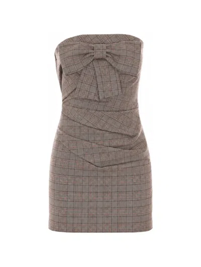 Aniye By Cleo Bow-detail Checked Dress In Brown