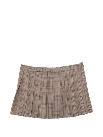 Aniye By Cleo Check-pattern Pleated Mini Skirt In Brown