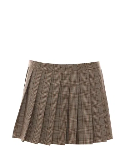 Aniye By Cleo Pleated Prince Of Wales Mini Skirt In Brown
