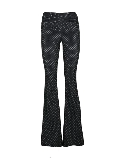 Aniye By Close-fitting Flared Pants In Black Lycra With Polka Dot Pattern