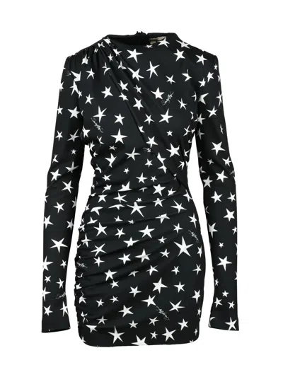 Aniye By Close-fitting Mini Dress With All-over Star Pattern In Black