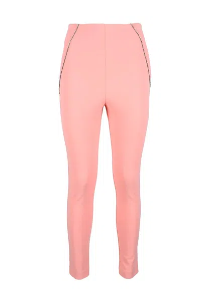Aniye By Cropped Trousers With Tapered Silhouette And Piping Details In Pink
