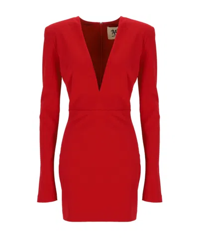 Aniye By Deep V-neck Long-sleeved Dress In Red