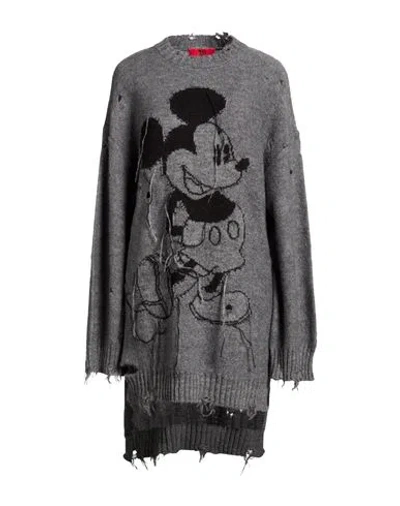 Aniye By Disney Woman Mini Dress Grey Size S Acrylic, Polyamide, Alpaca Wool In Gray