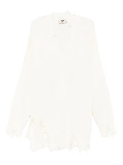 Aniye By Distressed V-neck Sweater In White