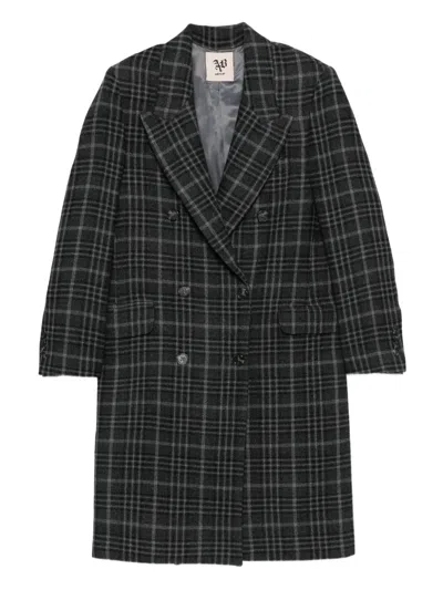 Aniye By Double-breasted Checked Coat In Black