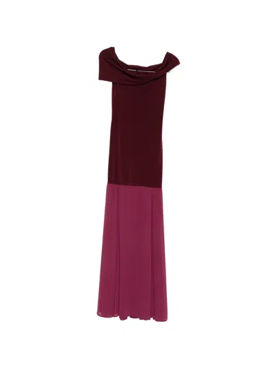 Aniye By Dreams Norah Off-the-shoulder Draped Maxi Dress In Burgundy