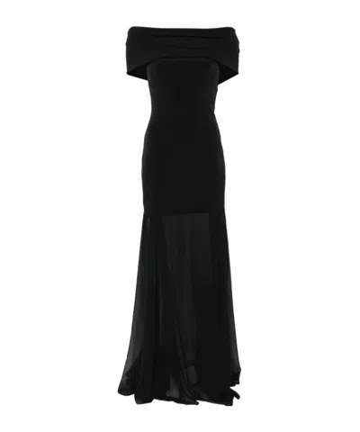 Aniye By Dreams Norah Off-the-shoulder Sheer-panel Maxi Dress In Black