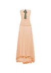 Aniye By Dress Long Decollete Raquel Woman  In Tulle With Contrasting Bow
