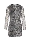 Aniye By Leopard-print Ruched Dress In Gray