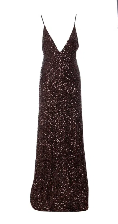 Aniye By Sequin Spaghetti-strap Maxi Dress In Brown